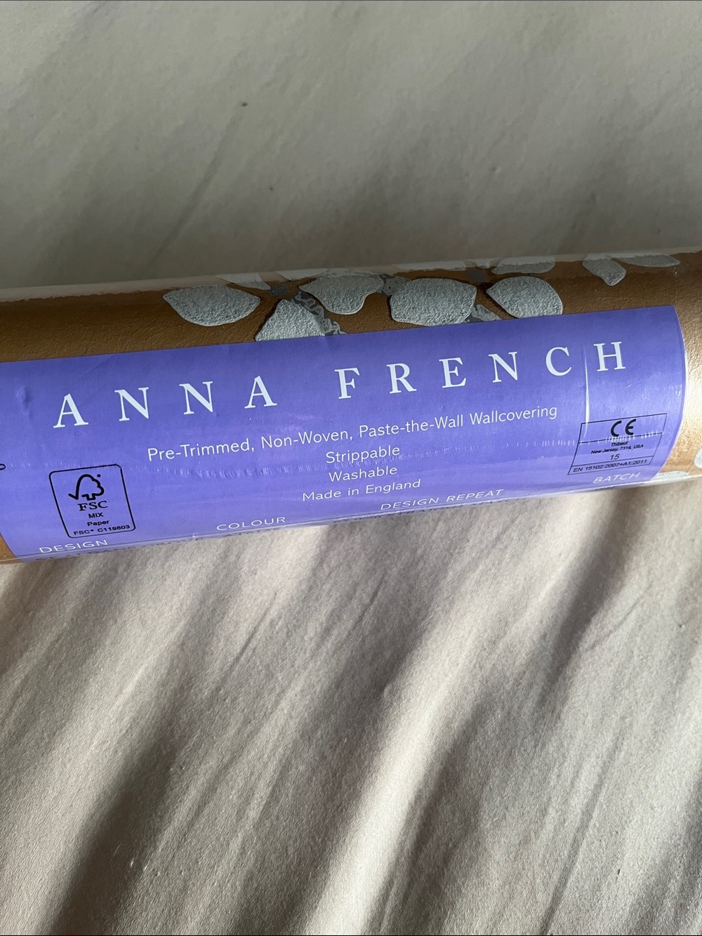 Anna French New St Albans Grove wall covering floral print white on gold double